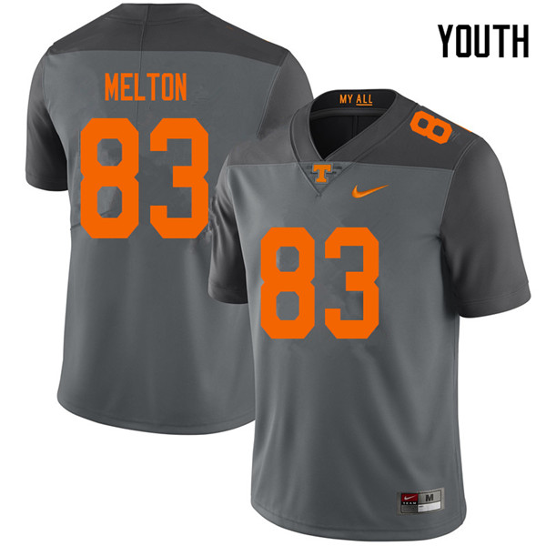 Youth #83 Cooper Melton Tennessee Volunteers College Football Jerseys Sale-Gray - Click Image to Close
